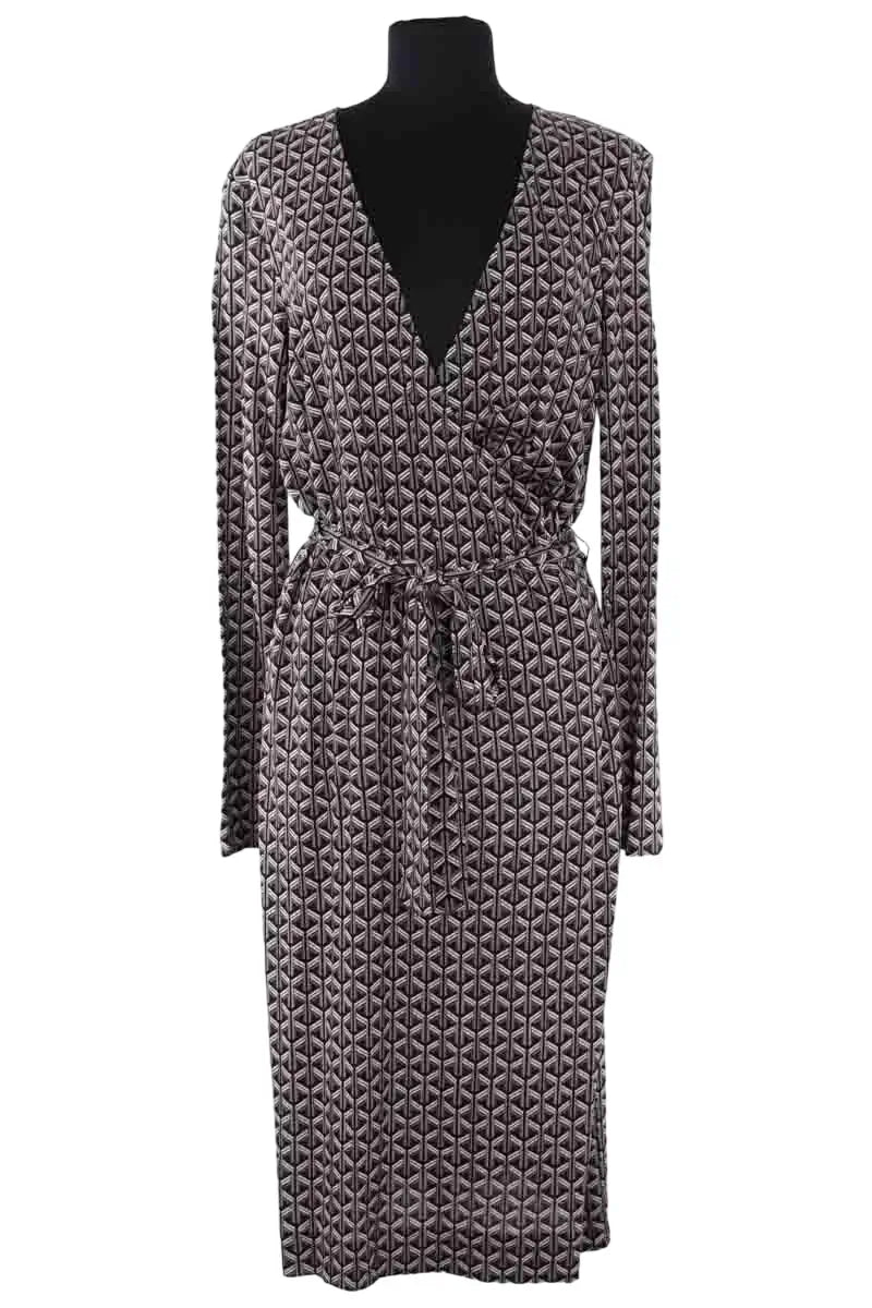 Robe Diane Von Furstenberg Noir en Synthétique, taille L - Seconde Main