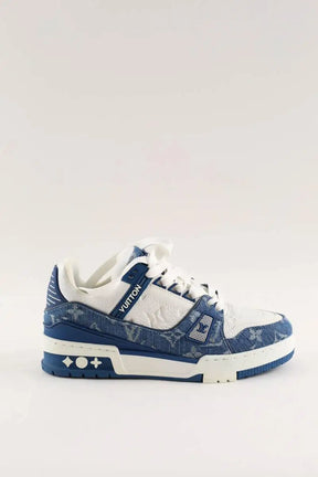 Baskets Louis Vuitton LV Trainer Bleu en Cuir