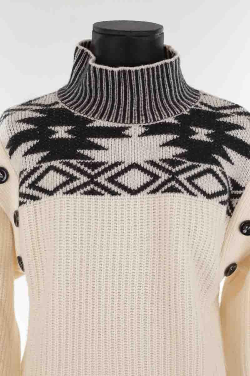 Pull Claudie Pierlot En Alpaga/Laine - Taille 40/42 - Noir/Crème - Occasion Très Bon État