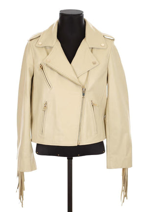 Veste en cuir Maje  Ecru