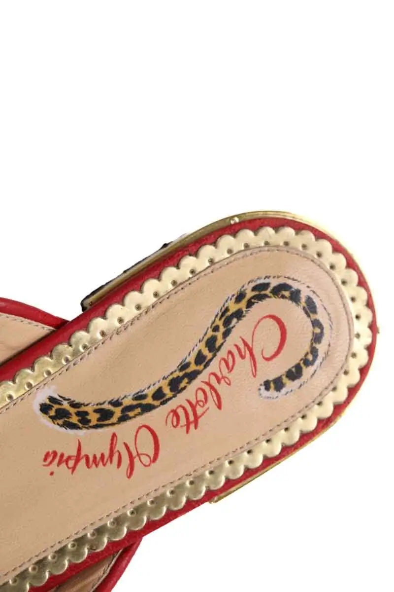 Mules Charlotte Olympia Rouge en Cuir