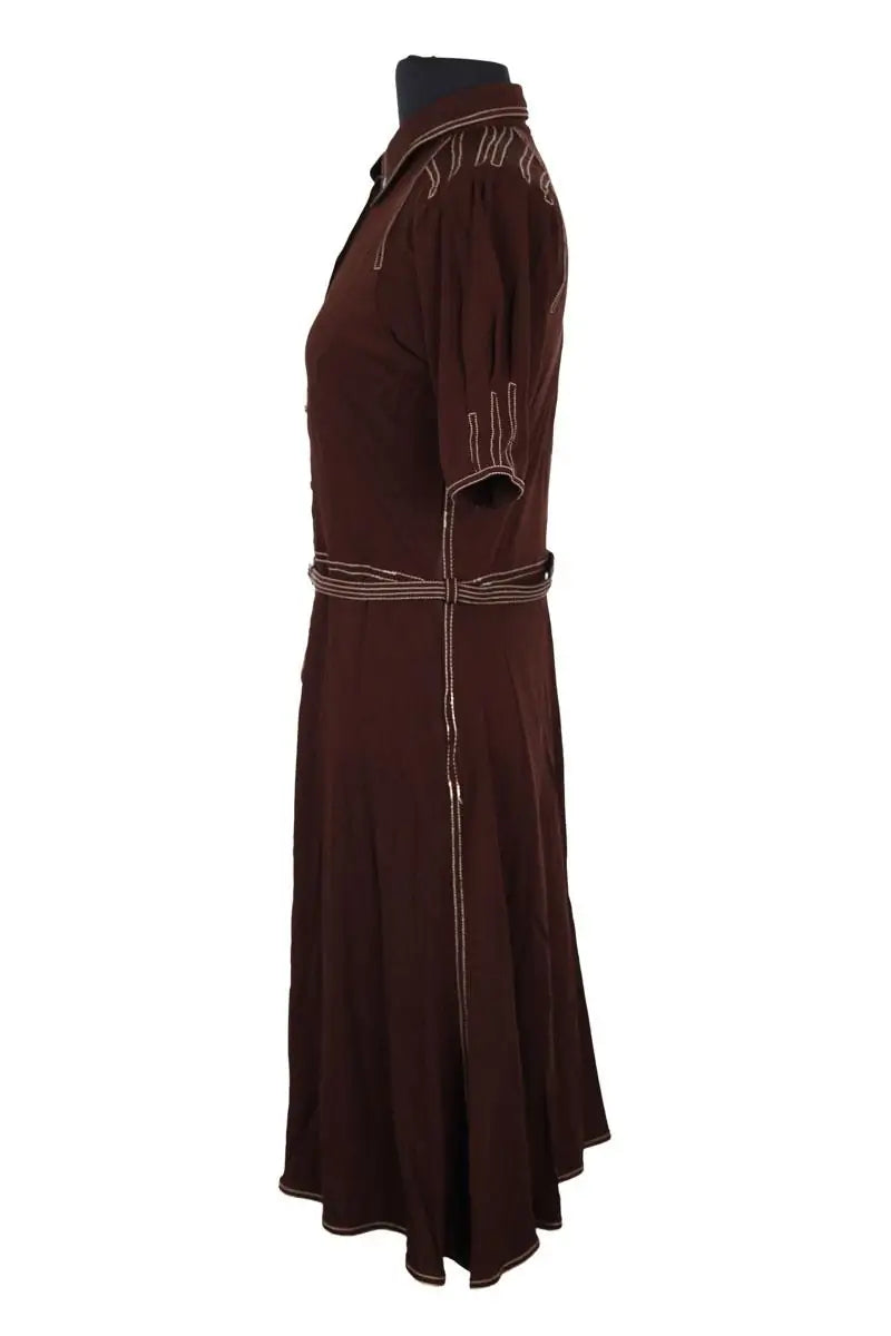 Robe Hermès Marron en Viscose