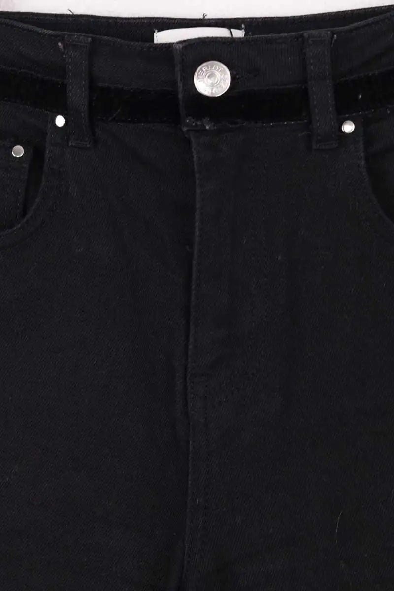 Jean droit Claudie Pierlot Noir en Coton - élasthanne