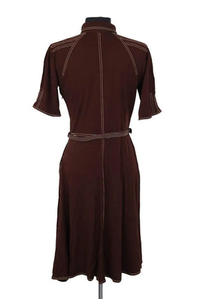 Robe Hermès Marron en Viscose