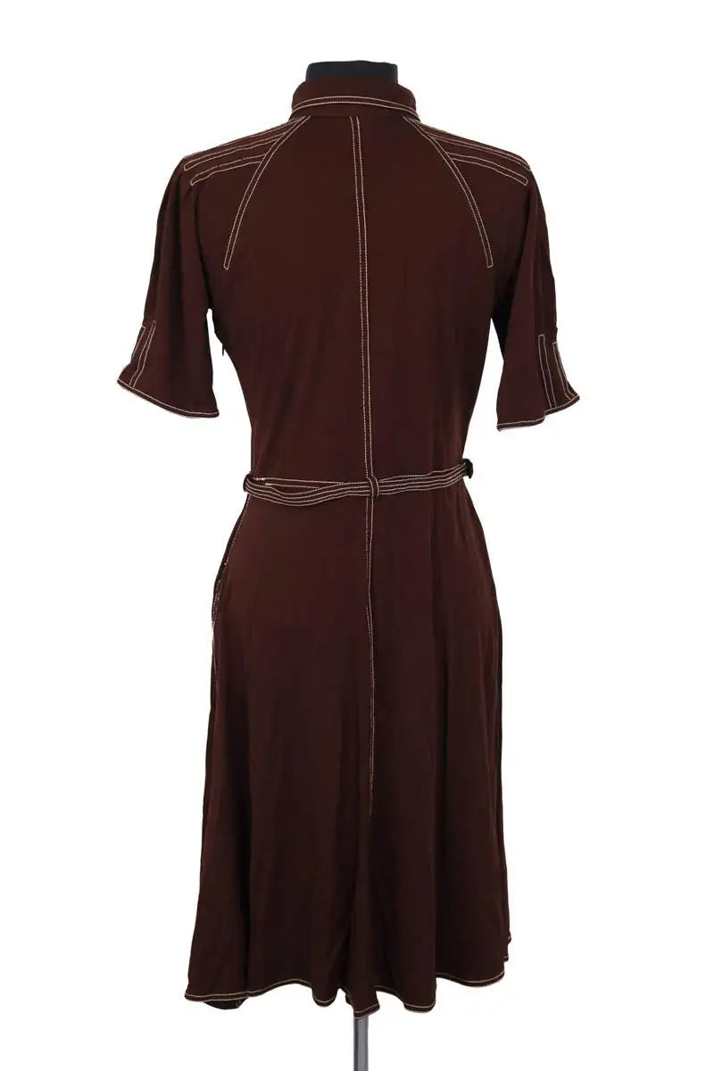 Robe Hermès Marron en Viscose