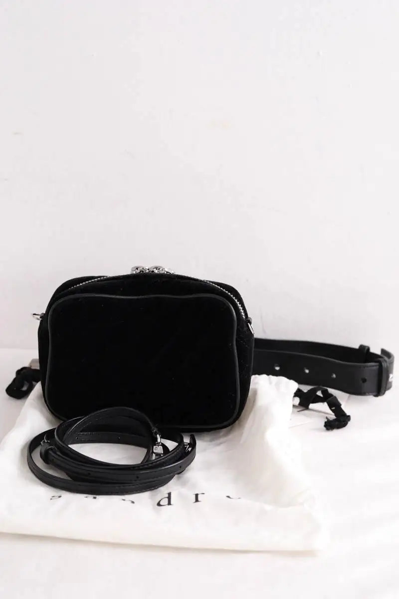 Sac banane Sandro Noir en Velours
