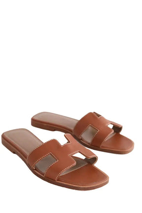 Sandales Oran Hermès ORAN Marron en Cuir