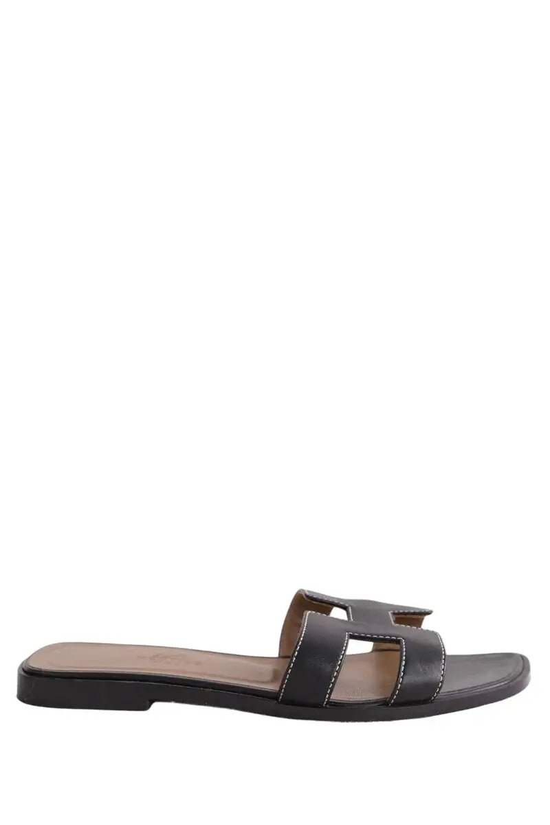 Sandales Oran Hermès ORAN Noir en Cuir, taille 34 - Seconde Main