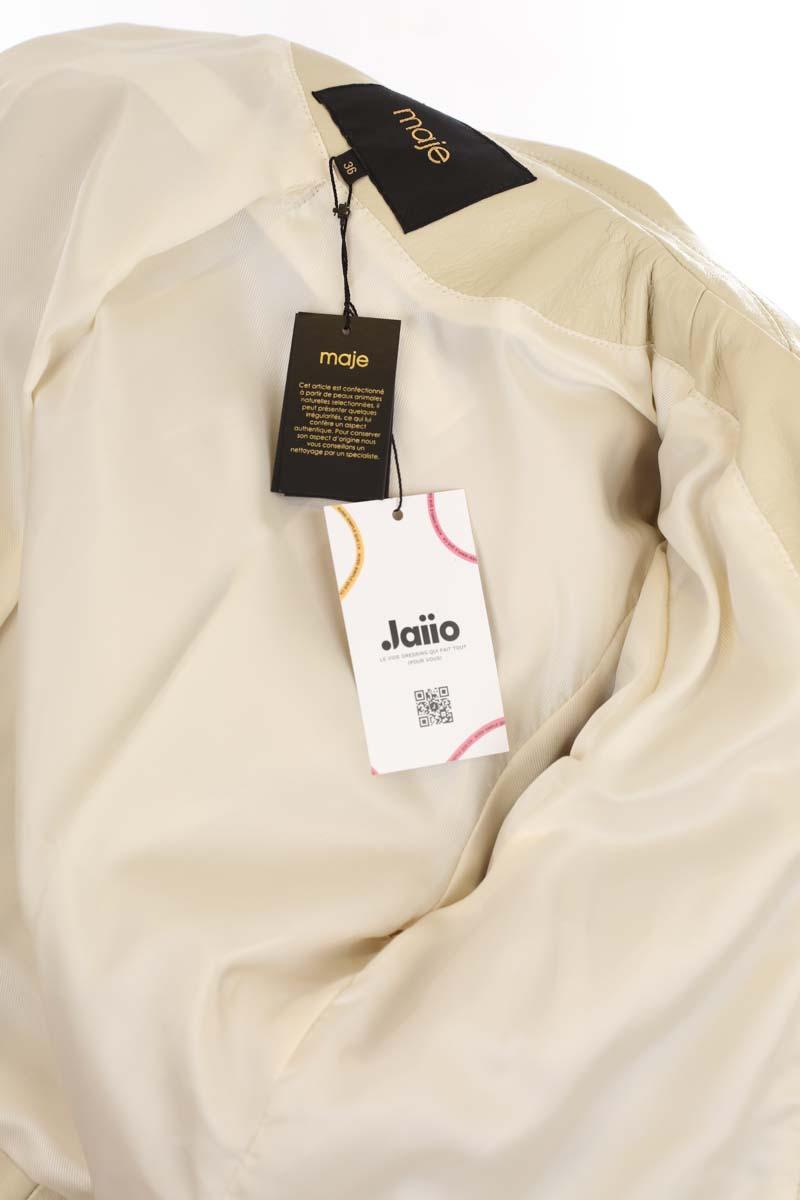 Veste en cuir Maje  Ecru