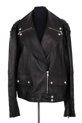 Veste Balmain Noir en Cuir, taille XL - Seconde Main