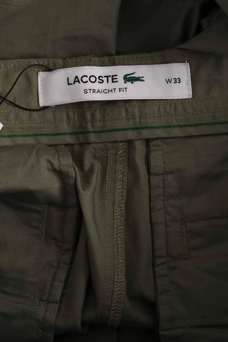 Pantalon droit Lacoste Kaki en Coton