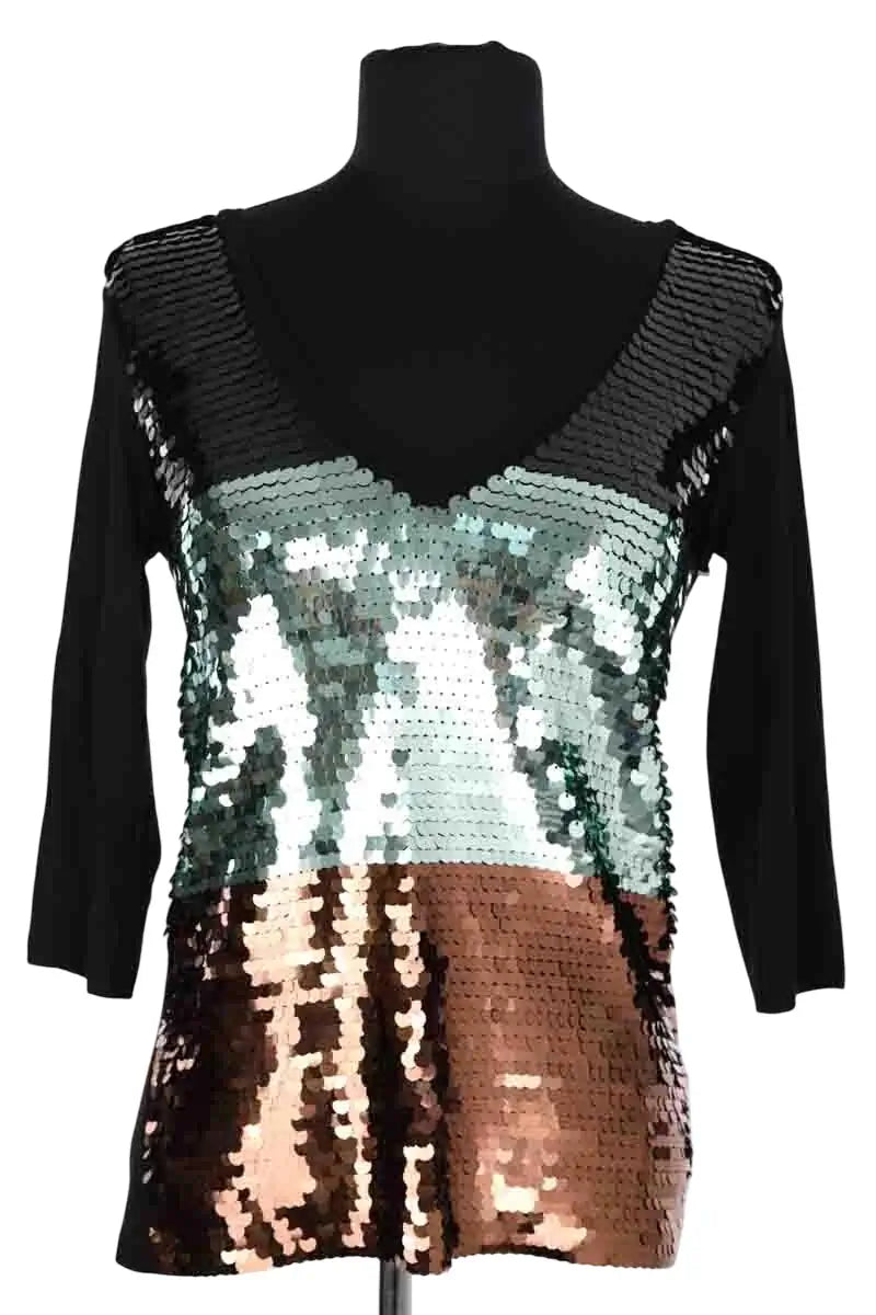 Top Emporio Armani Noir en Viscose, taille XS - Seconde Main