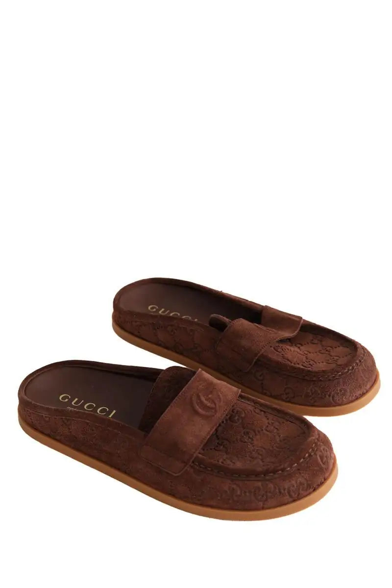 Mules Gucci Célia Marron en Daim