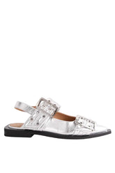 Mules Ganni Argent en Cuir, taille 35 - Seconde Main