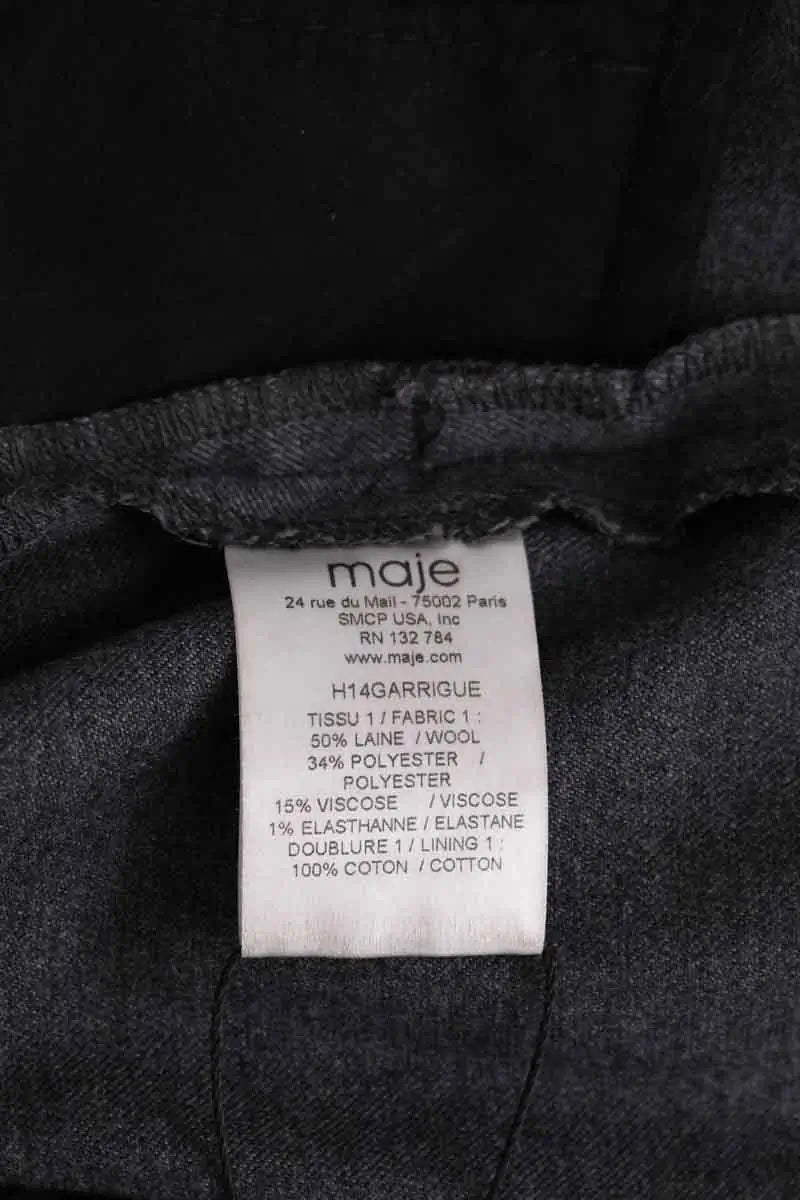 Pantalon droit Maje Gris en Laine