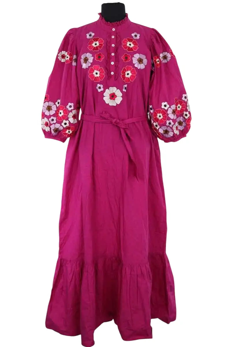Robe Antik Batik Violet en Coton, taille S - Seconde Main