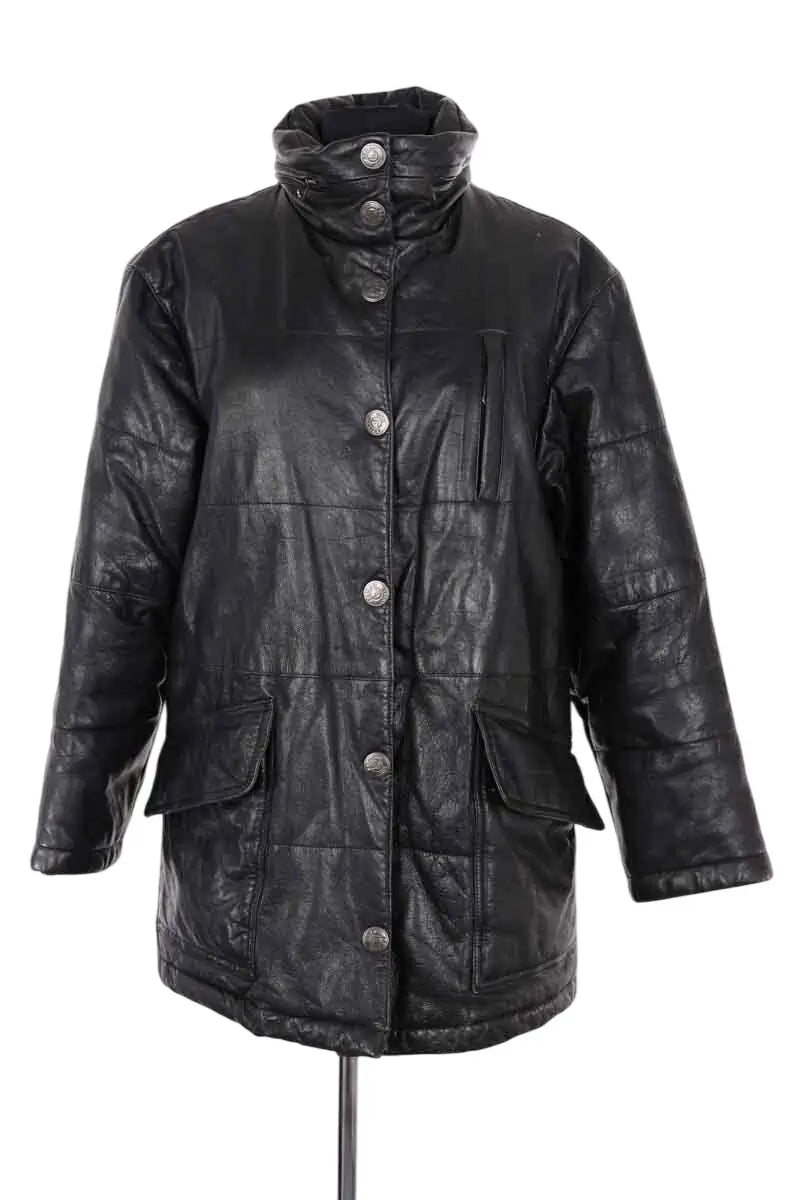 Manteau Armani Jeans Noir en Cuir, taille S - Seconde Main