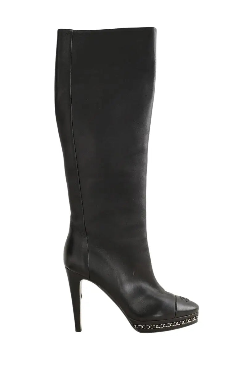 Bottes Chanel Noir en Cuir, taille 37 - Seconde Main