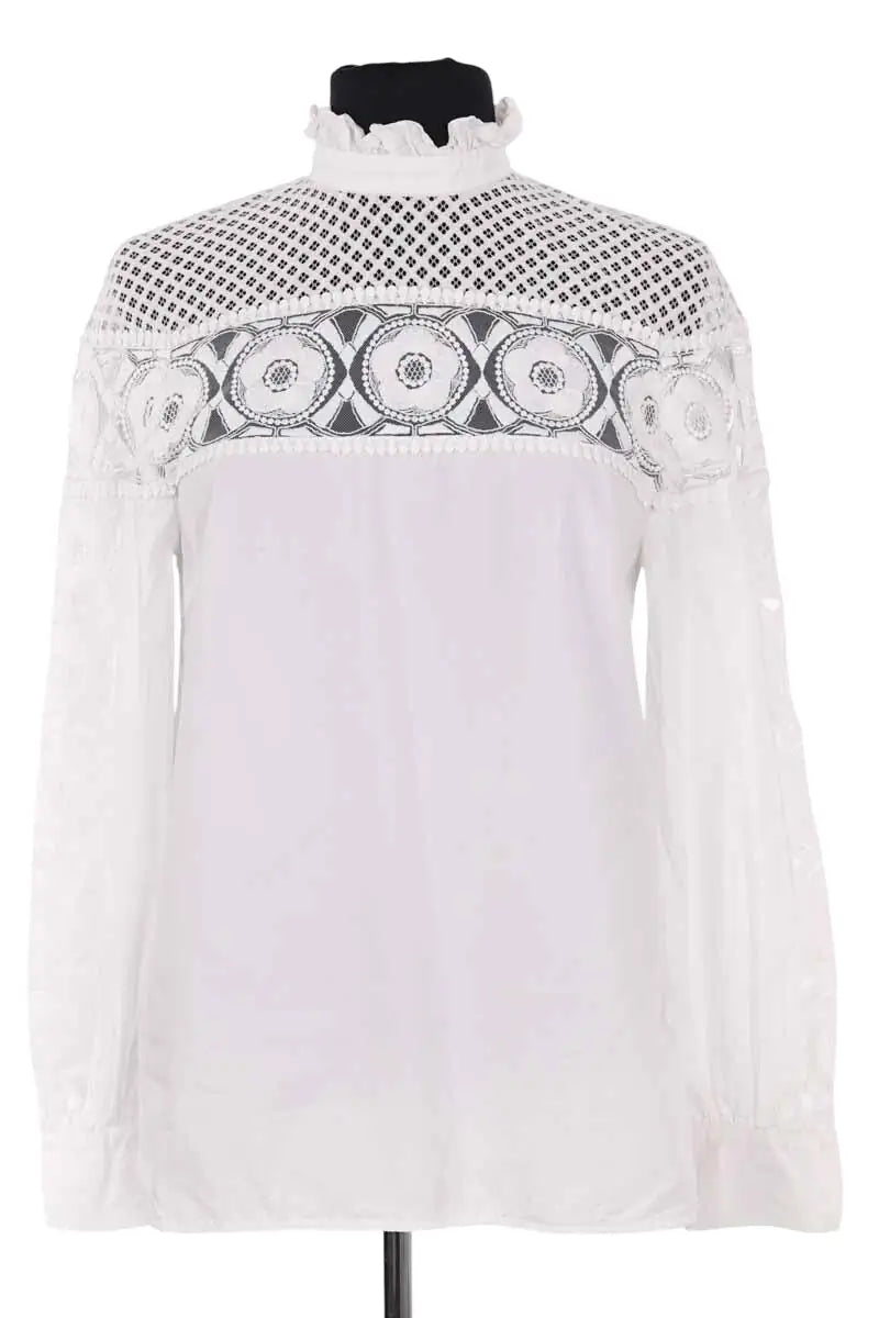 Blouse Sandro Blanc en Coton, taille S - Seconde Main