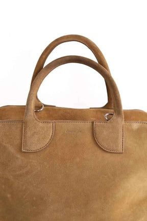 Sac à main Courrèges Three sixty M Camel en Daim