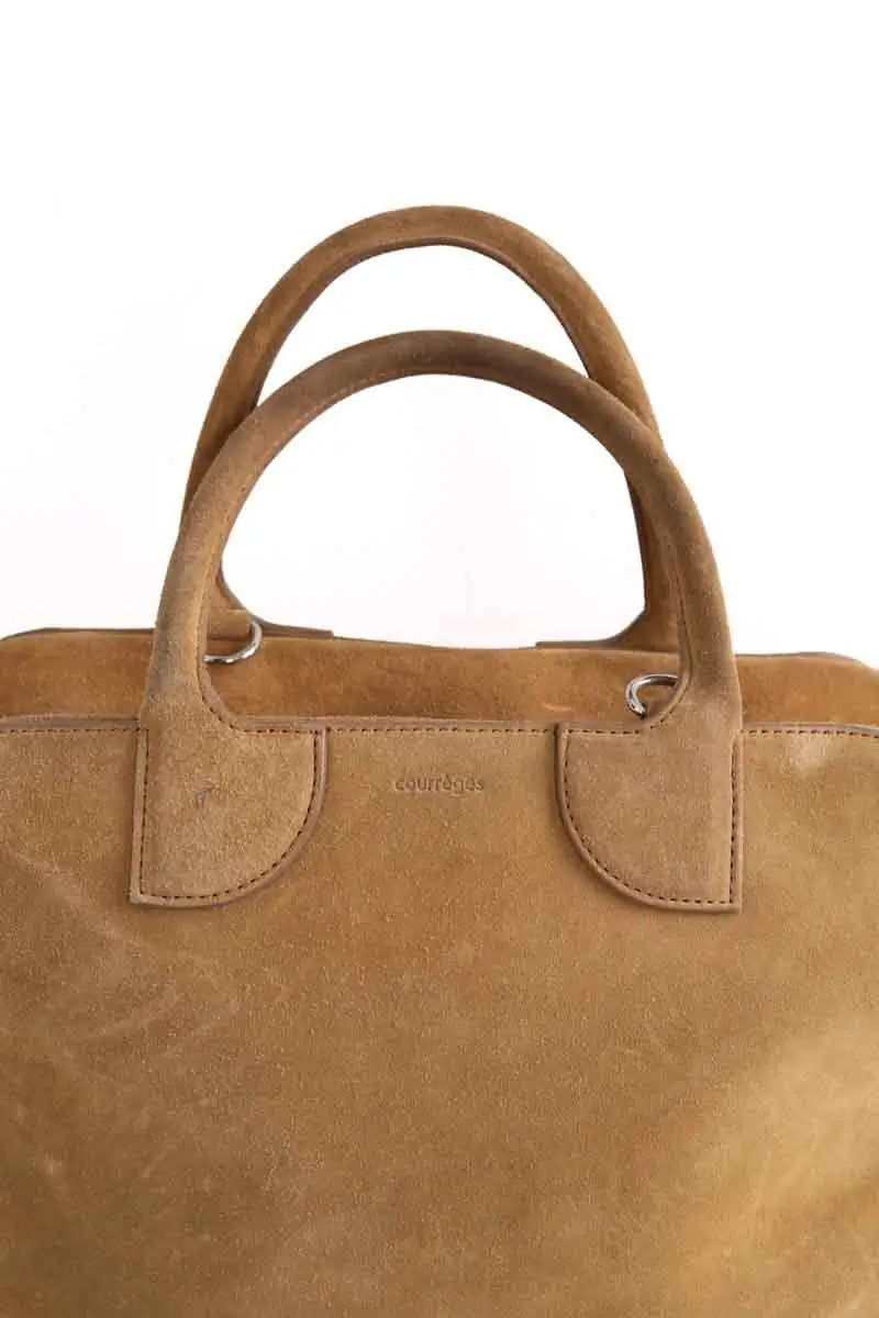 Sac à main Courrèges Three sixty M Camel en Daim