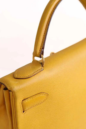 Sac à main Hermès Kelly 32 Jaune en Cuir