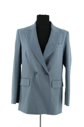Blazer Maje Bleu en Laine, taille S - Seconde Main