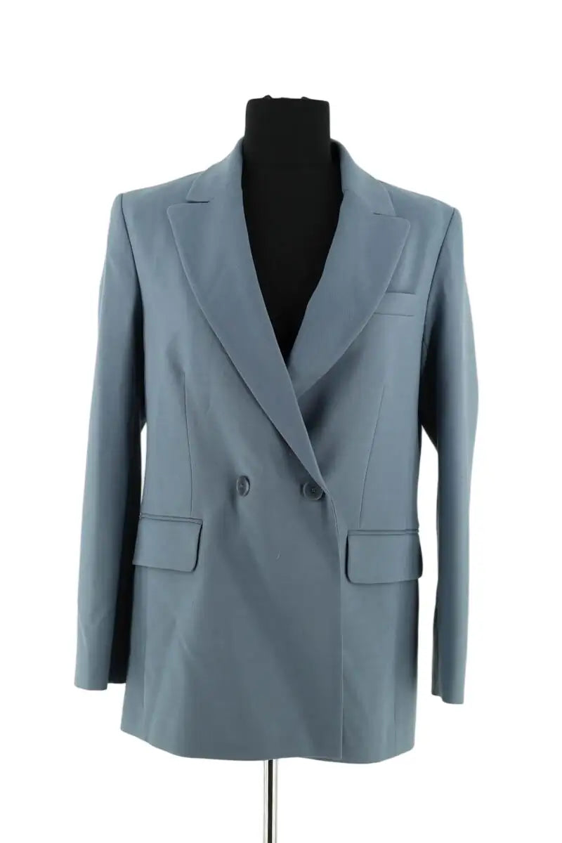 Blazer Maje Bleu en Laine, taille S - Seconde Main
