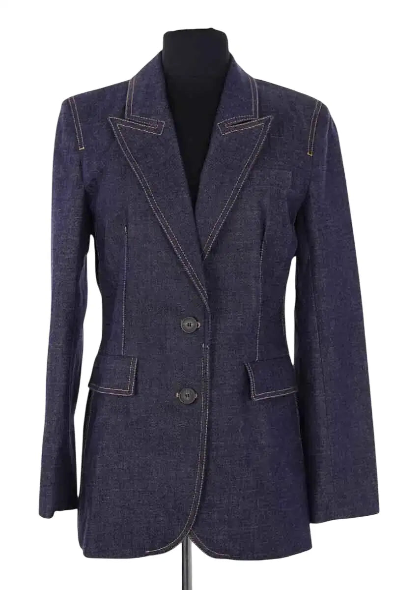 Blazer Claudie Pierlot Bleu en Coton, taille S - Seconde Main