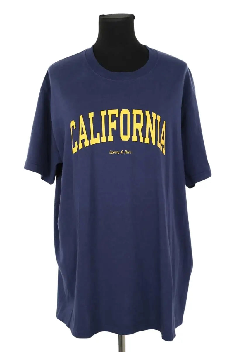 T-shirt Sporty & Rich Bleu en Coton, taille XL - Seconde Main