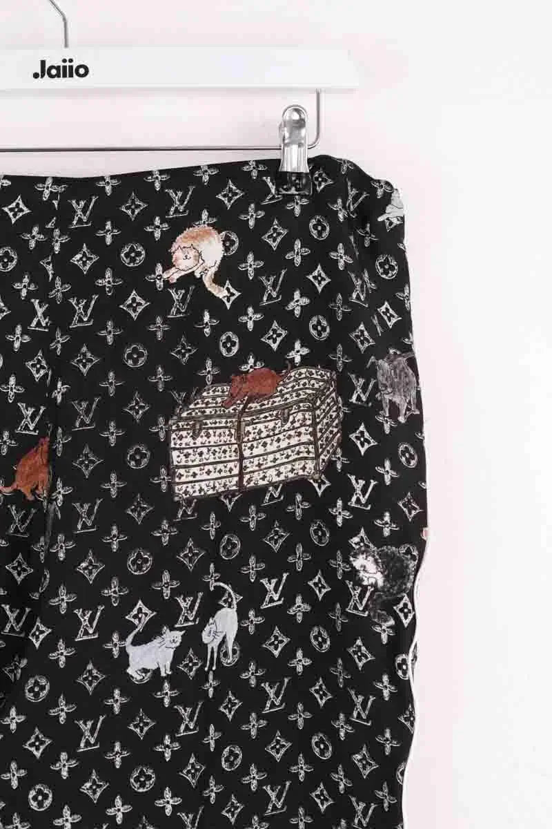 Pantalon droit Louis Vuitton Noir en Soie