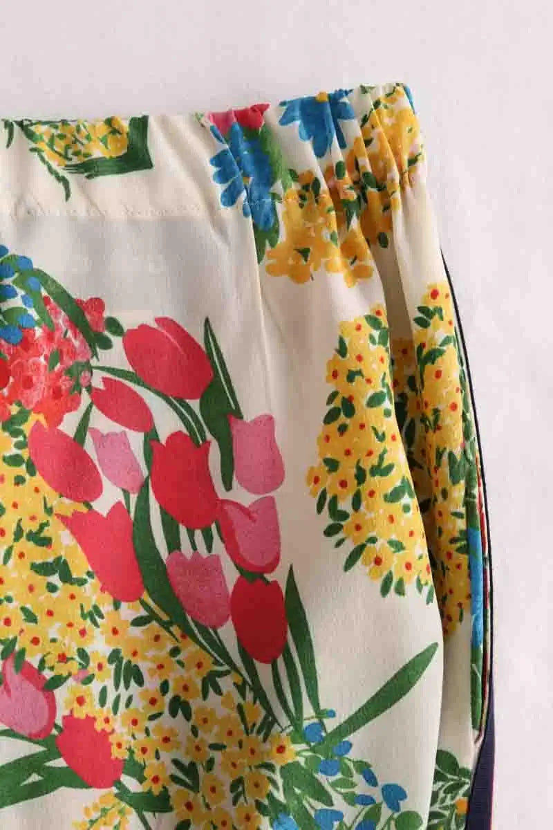 Pantalon droit Gucci Multicolore en Soie