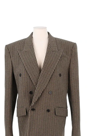 double boutonnage veste Saint Laurent Marron en Laine, taille L - Seconde Main