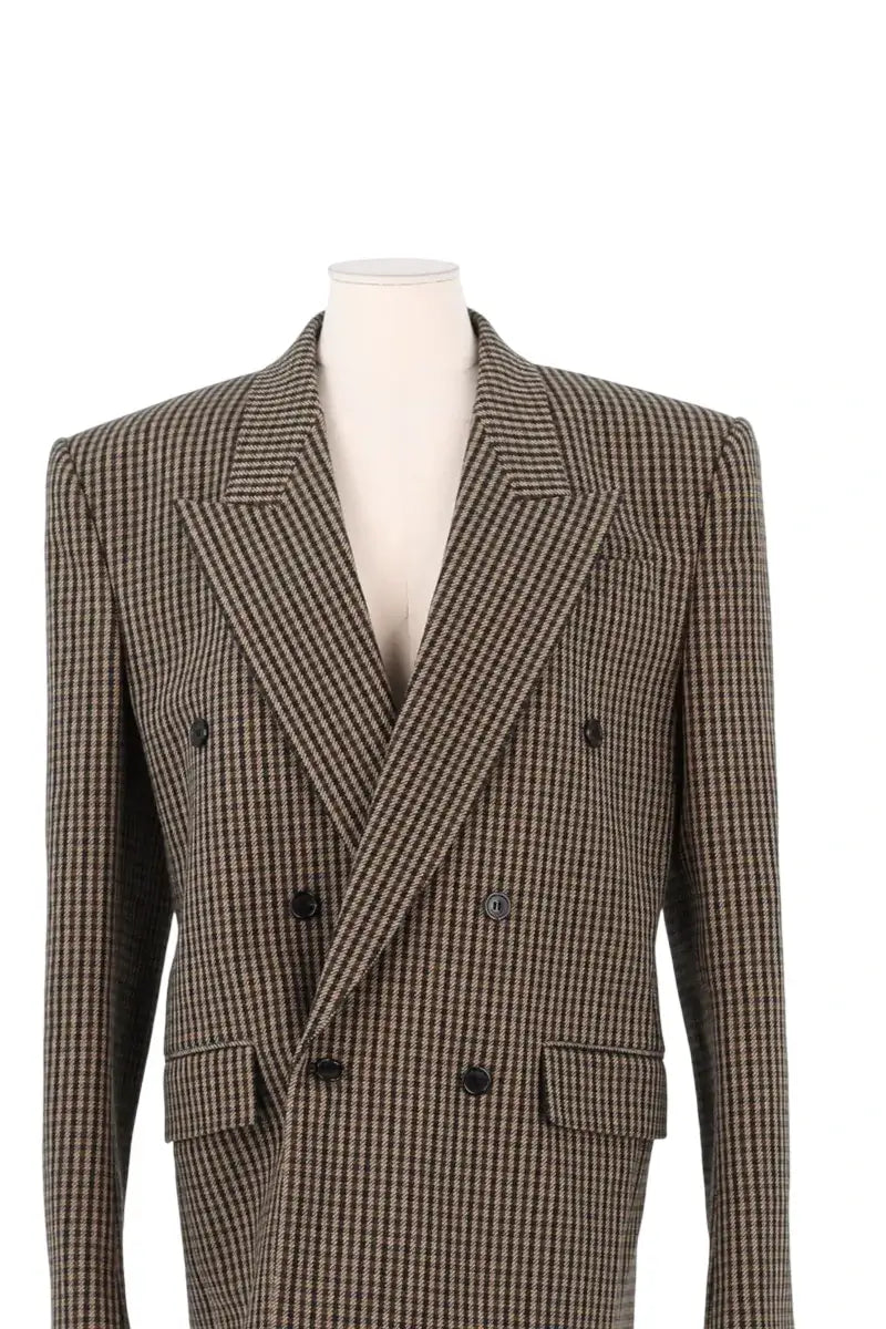 double boutonnage veste Saint Laurent Marron en Laine, taille L - Seconde Main