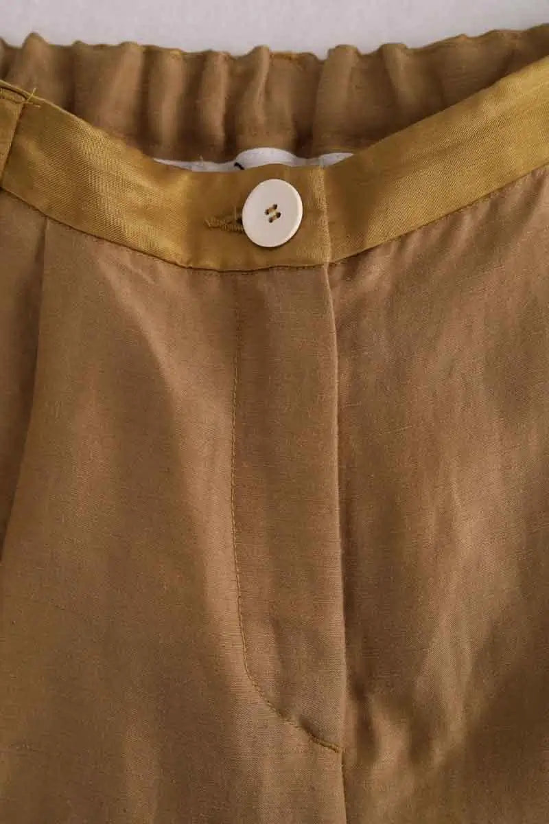 Pantalon Momoni Camel en Lin