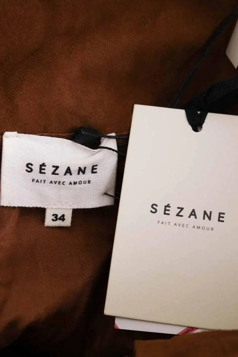 Jupe Sézane Camel en Cuir