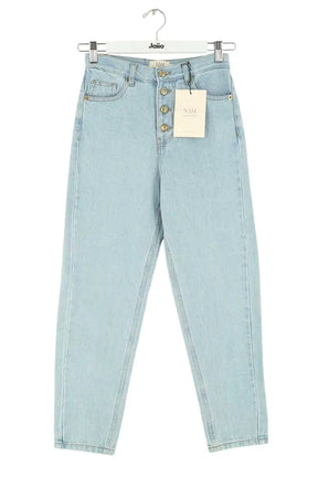 Jean droit Saaj Bleu en Coton, taille XS - Seconde Main