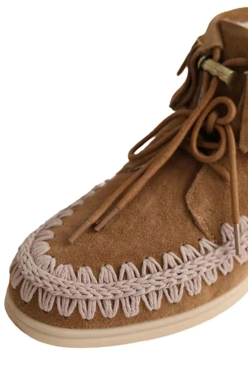 Boots Mou Suede mini boot with fringes Camel en Daim