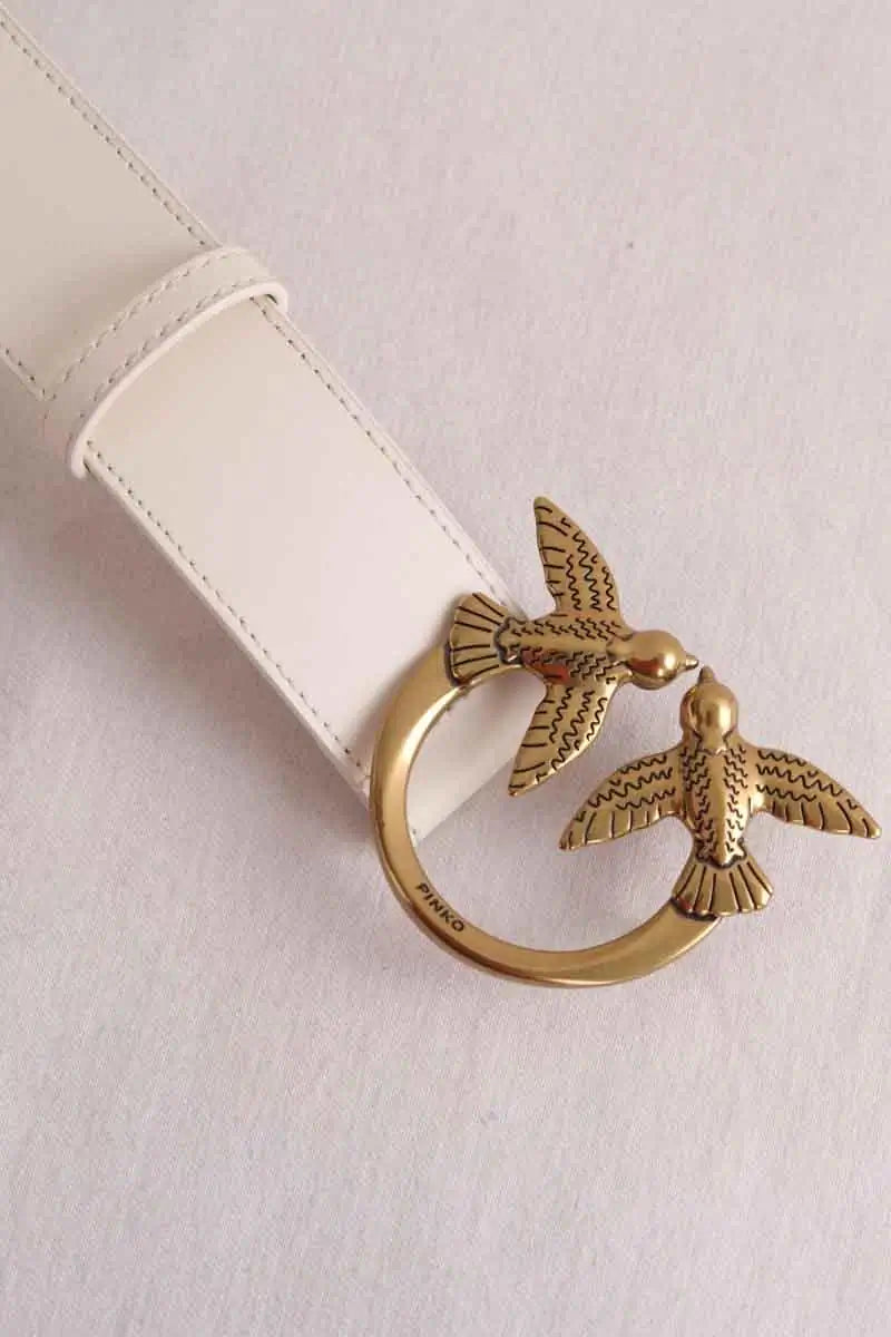 Ceinture en cuir Pinko Ecru en Cuir