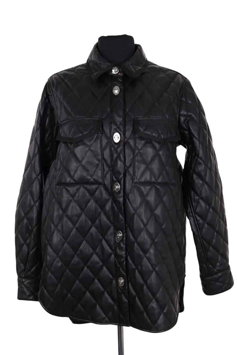 Manteau Maje Noir en Synthétique, taille S - Seconde Main