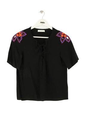 T-shirt Sandro Noir en Soie, taille S - Seconde Main