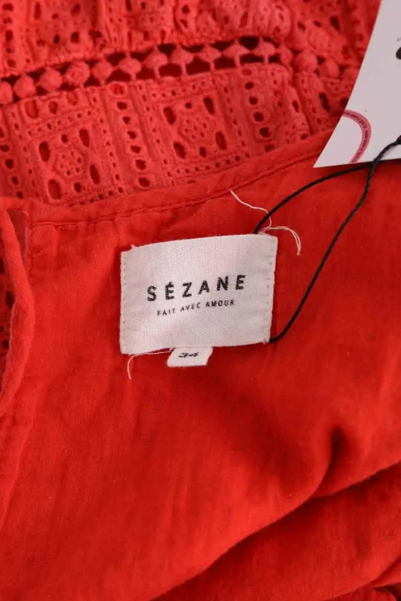 Top sans manche Sézane Rouge en Coton