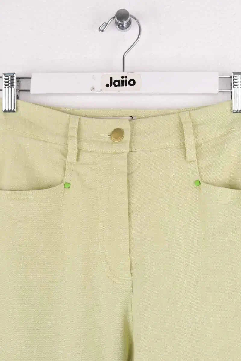 Pantalon droit Momoni Vert en Lin