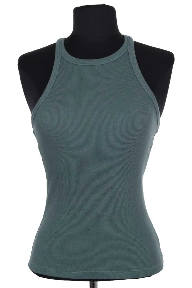 Top sans manche Sézane Vert en Coton, taille S - Seconde Main
