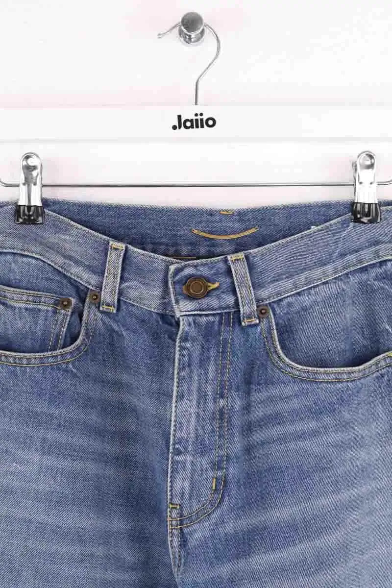Jean large Saint Laurent Bleu en Coton