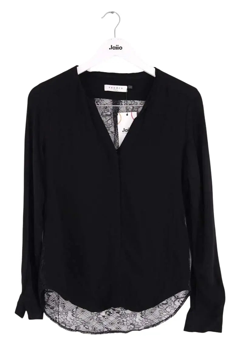 Blouse Sandro Noir en Viscose, taille S - Seconde Main
