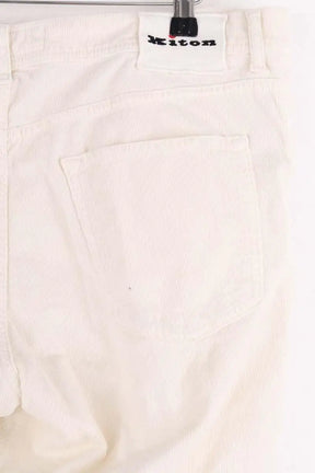 Pantalon droit Kiton Blanc en Coton