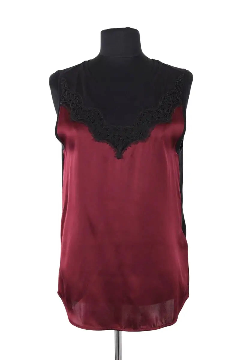 Top sans manche Sandro Bordeaux en Coton, taille S - Seconde Main