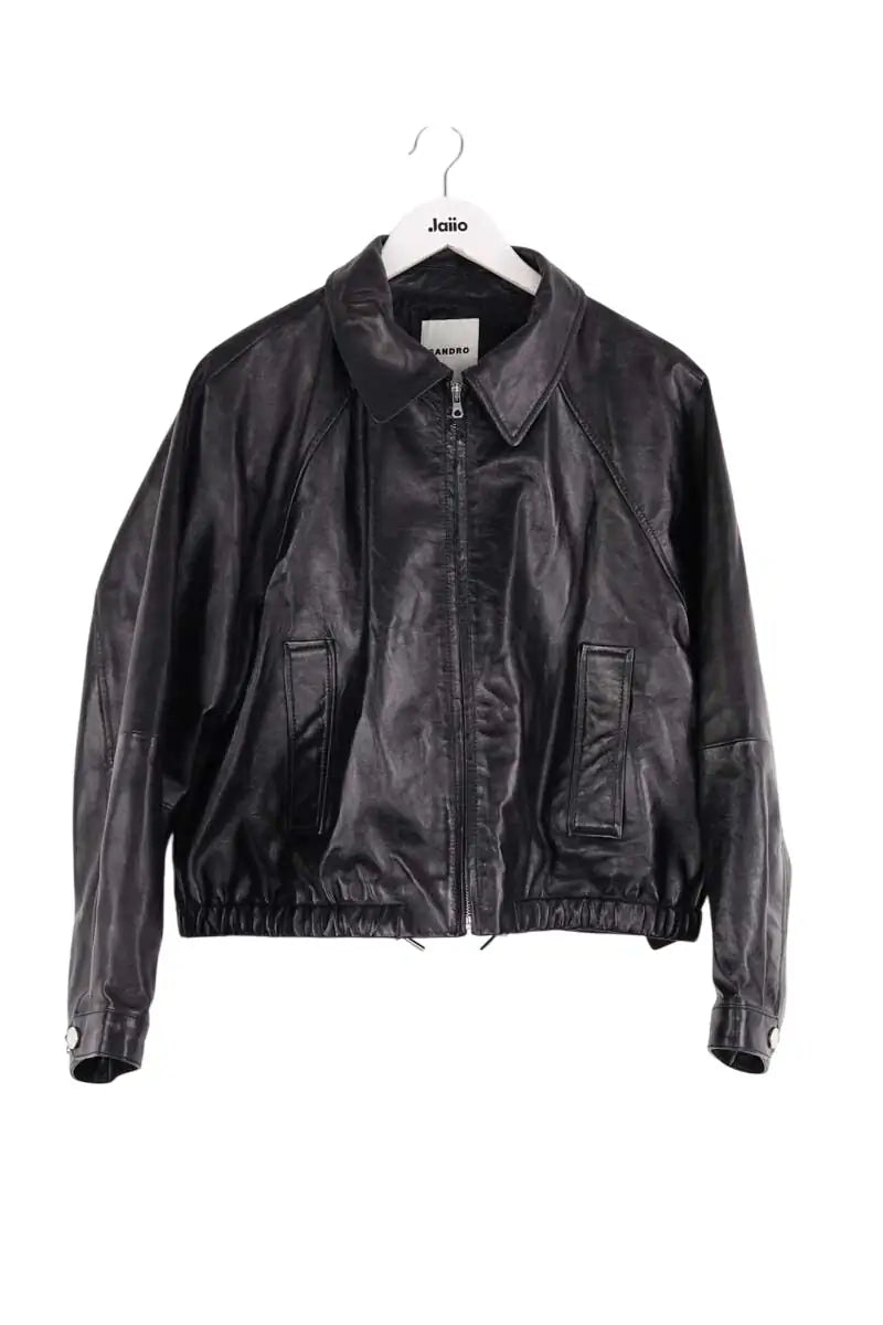 Blouson Sandro Noir en Cuir, taille M - Seconde Main