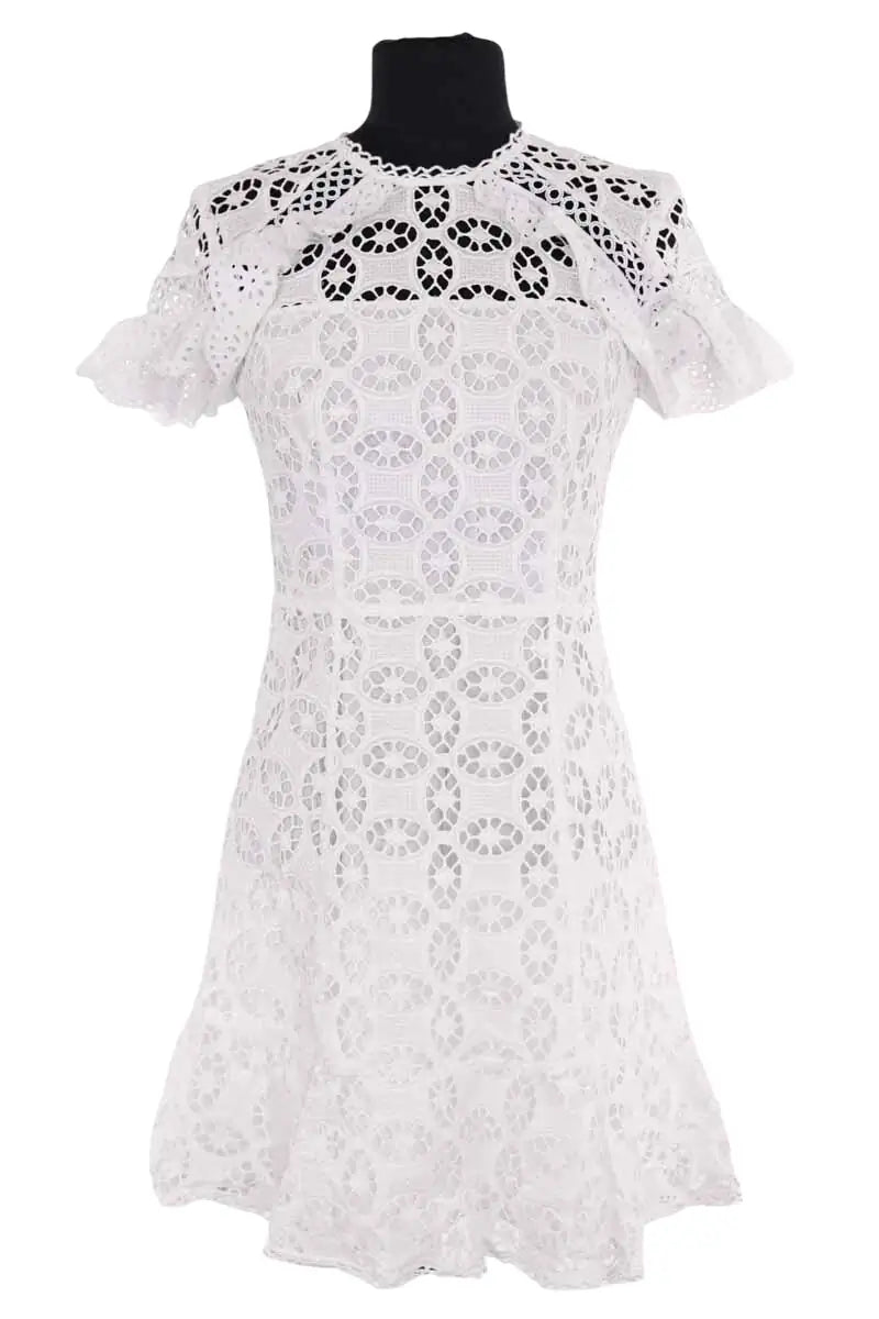 Robe Sandro Blanc en Coton, taille S - Seconde Main